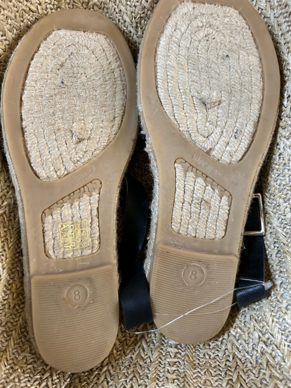 J. Crew Black Espadrille Sandal Slides with Gold Buckle Accent - Picture 3 of 3